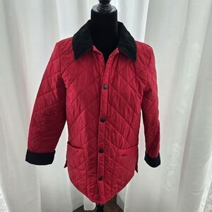 BARBOUR Liddesdale Quilted Jacket Red Corduroy Barn Chore Coat XS